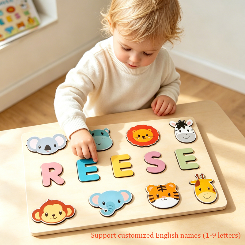 Kids Education Name - Puzzle en bois personnalisé Montessori, nom