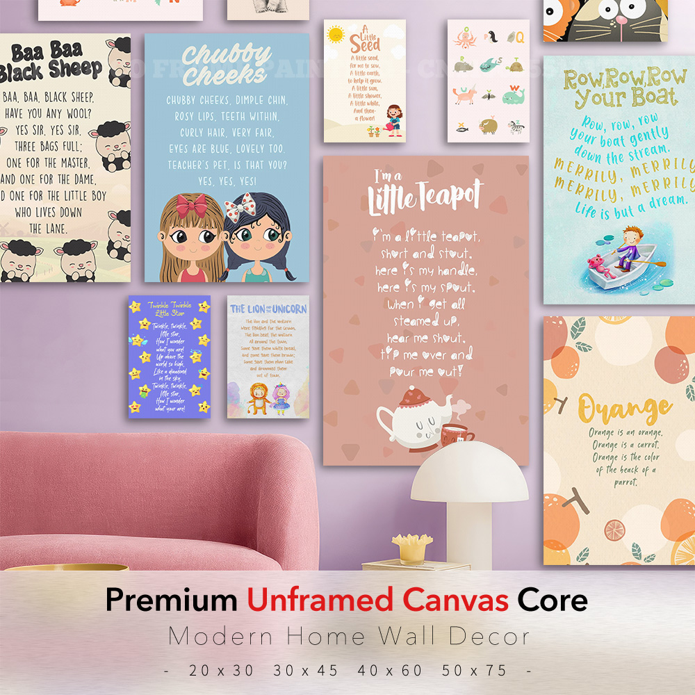 Kids Education Rhymes - Affiche sur toile avec chansons de
