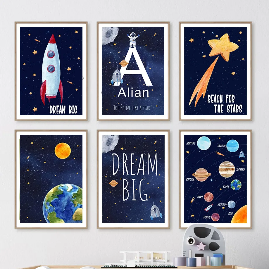 Kids Education Name - 1 peinture sur toile personnalisée avec