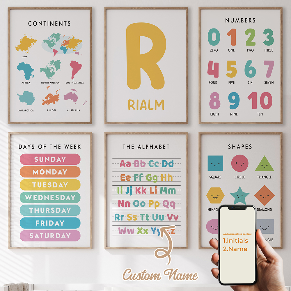 Lot de 6 tableaux personnalisé - Kids Education Name avis et prix